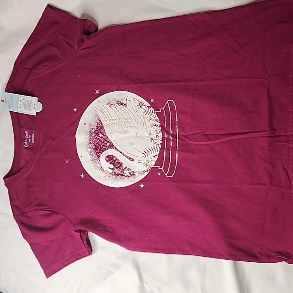 Cat & Jack Girls Shirt Swan Snow Globe